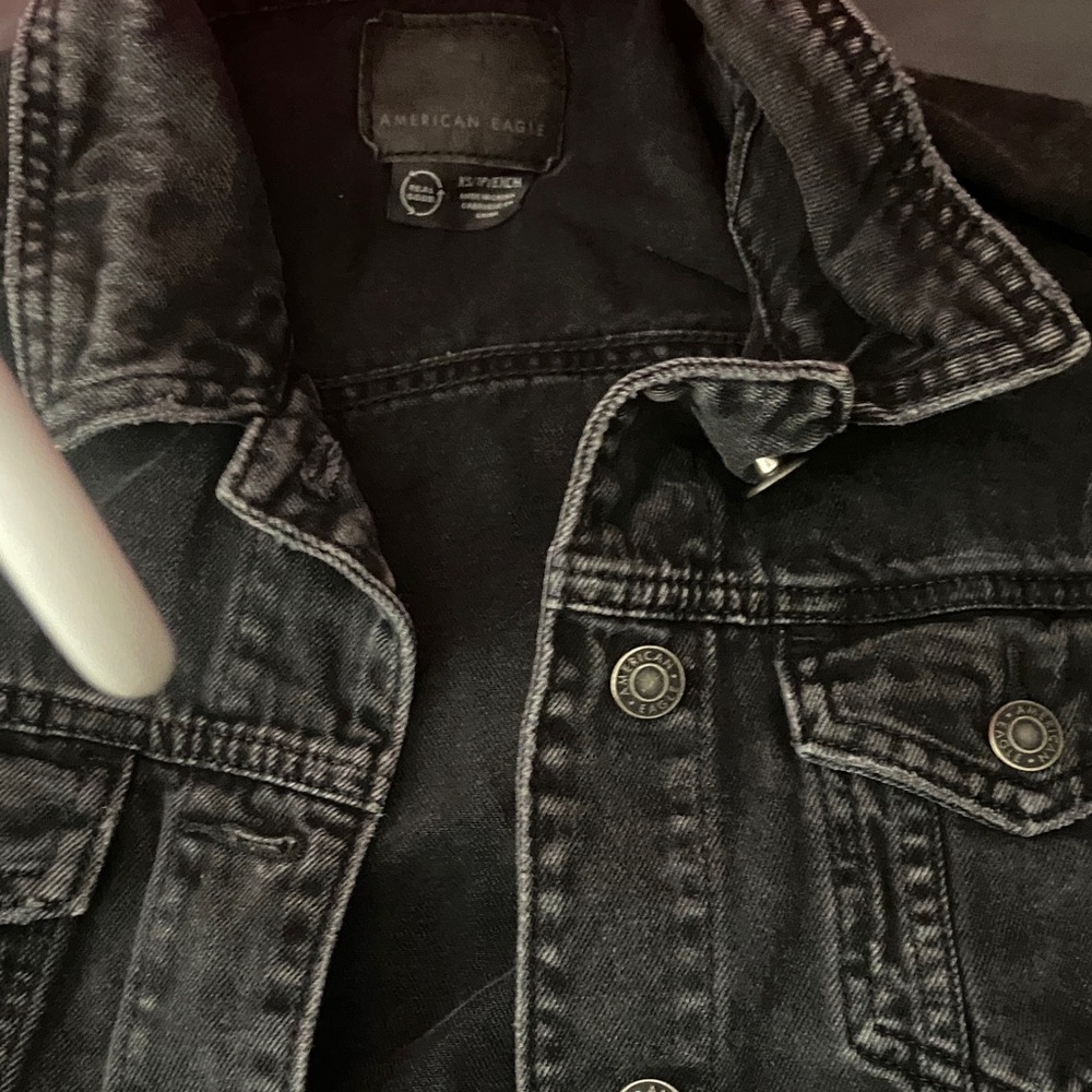 American Eagle Outfitters Black Washed Denim Kids Jacket XS